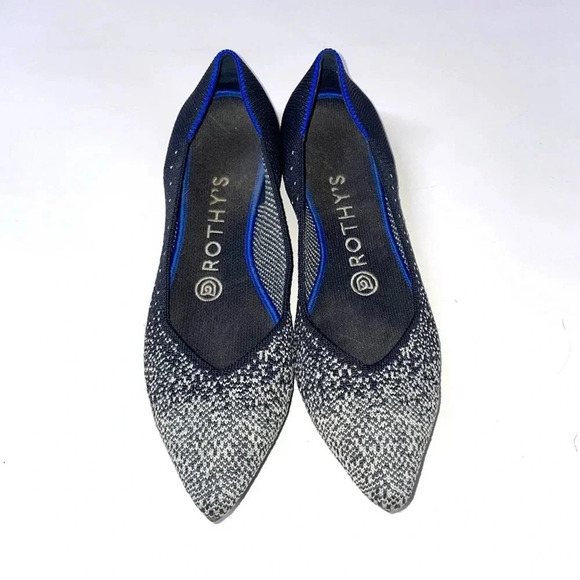 Rothy's Retired Limited Edition Slate Sparkly Metallic The Point Flats Size 7 - Picture 2 of 6